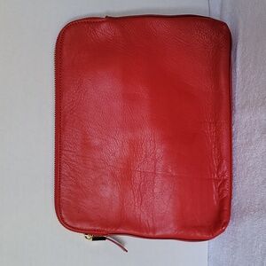 India Hicks red leather clutch